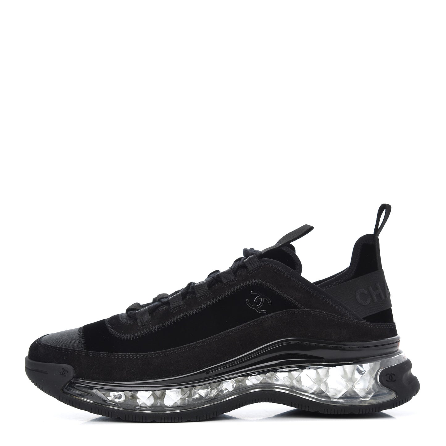 Suede Calfskin Velvet Grosgrain CC Sneakers 40.5 Black