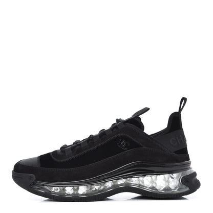 Chanel Suede Calfskin Velvet Grosgrain CC Sneakers 40.5 Black 1 of 9