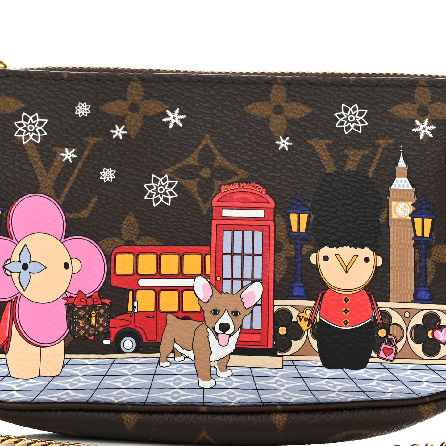 Monogram 2021 Christmas Animation London Mini Pochette Accessories Red