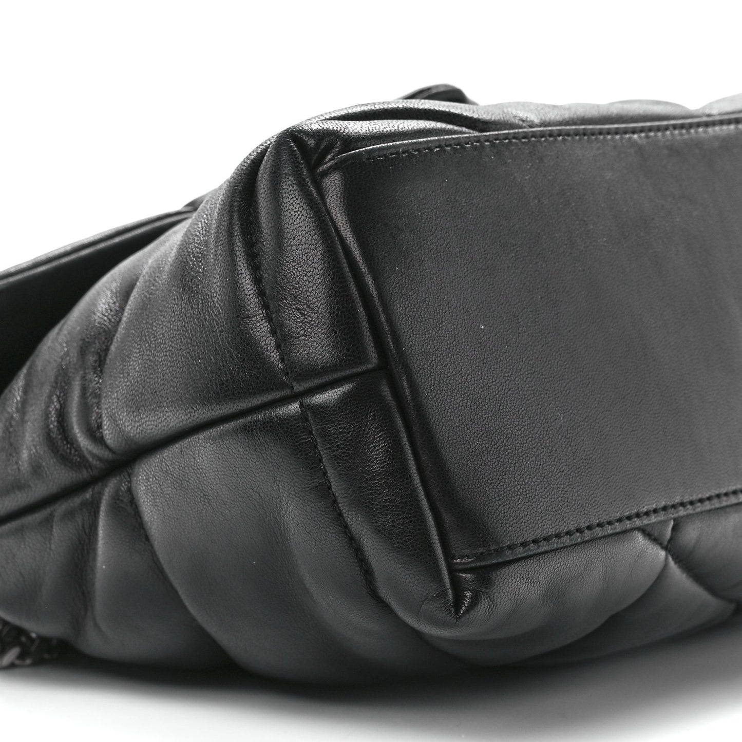 Lambskin Quilted Small Loulou Puffer Monogram Chain Satchel Black