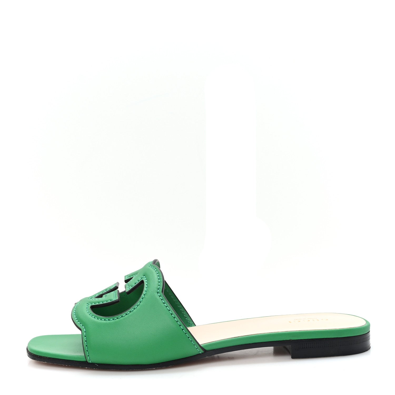 Gucci Cosmos Softy Calfskin Interlocking G Cut Out Slide Sandals 38.5 New Shamarock 1 of 9