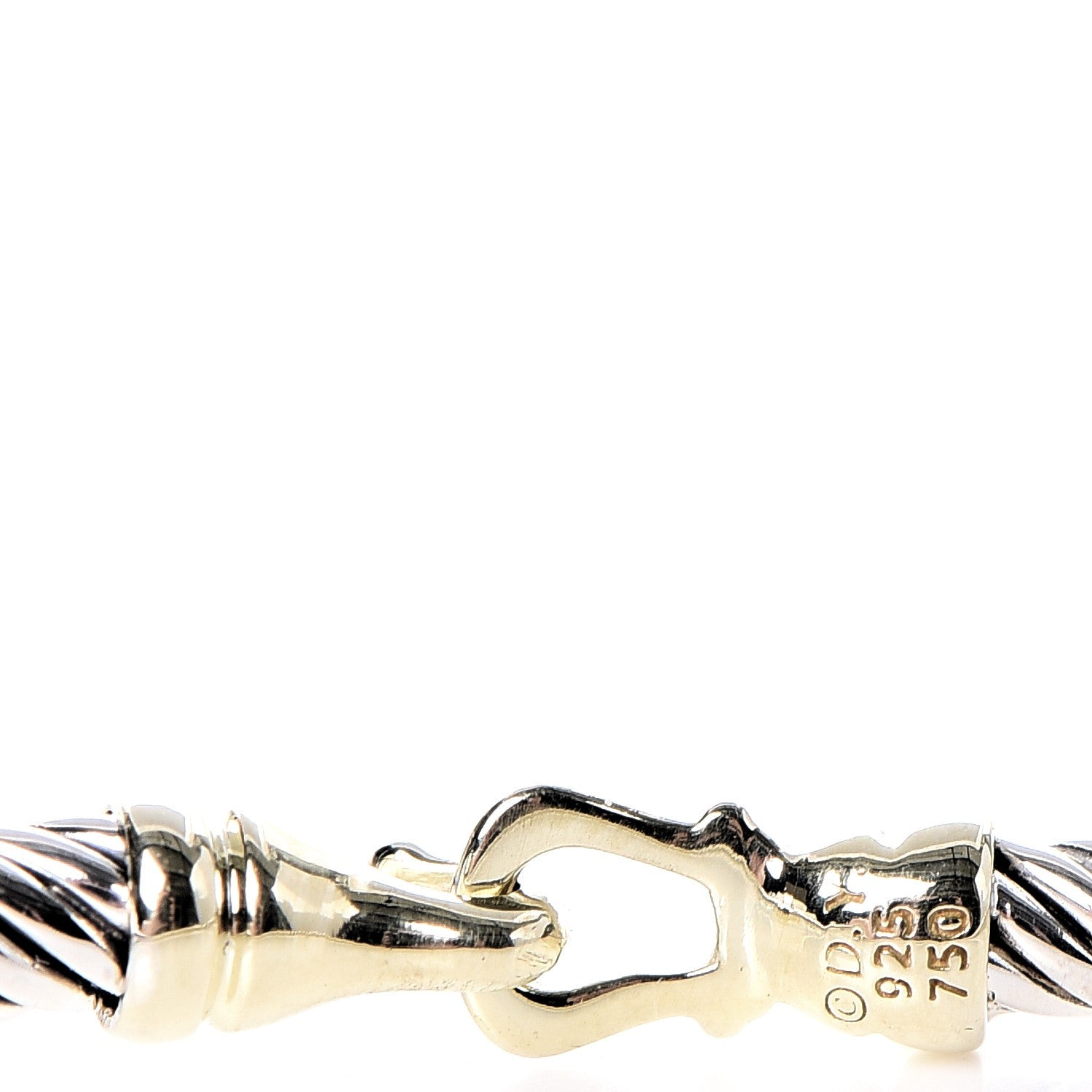 David Yurman Sterling Silver 18K Yellow Gold 3mm Cable Buckle Bracelet 4 of 4
