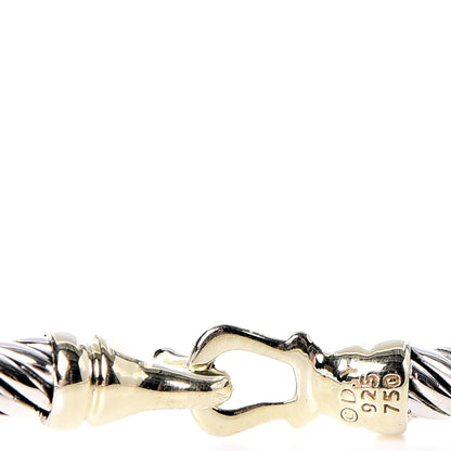 David Yurman Sterling Silver 18K Yellow Gold 3mm Cable Buckle Bracelet 4 of 4