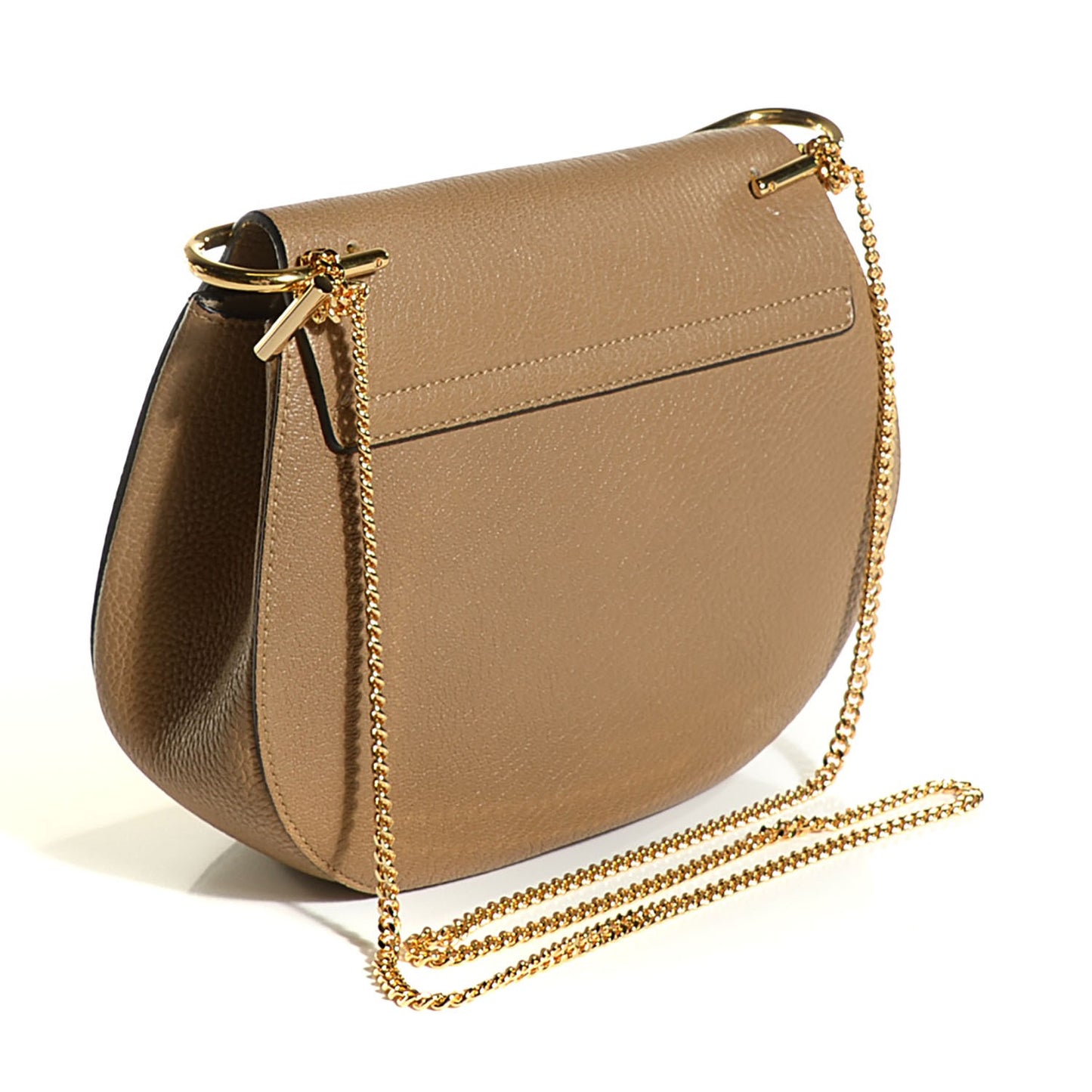 Grained Calfskin Medium Drew Shoulder Bag Chesnut Cream