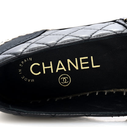Chanel Lambskin Grosgrain Quilted CC Chain Espadrilles 36 Black 8 of 9