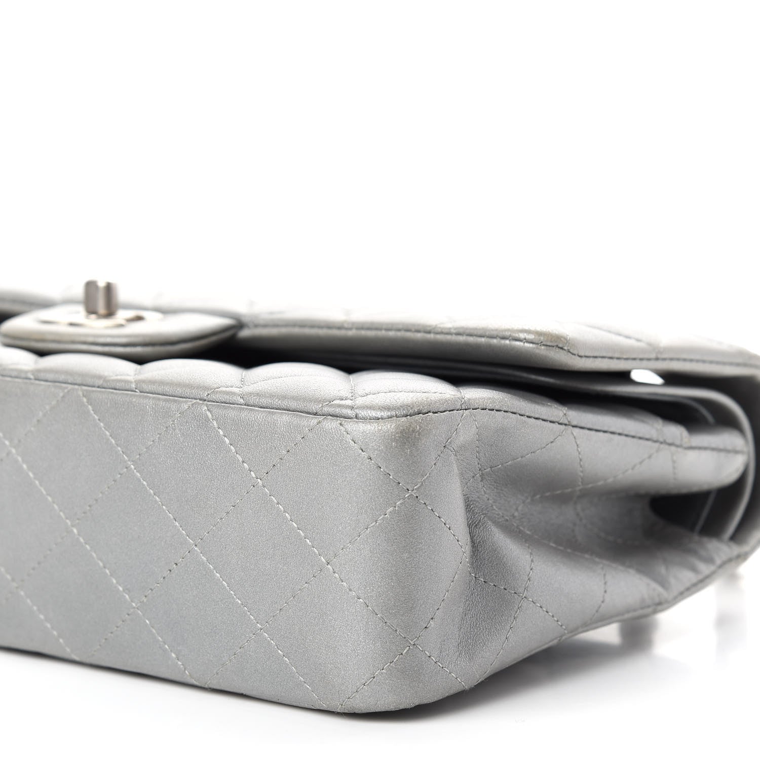 Chanel Metallic Lambskin Quilted Medium Double Flap Silver 9 of 10
