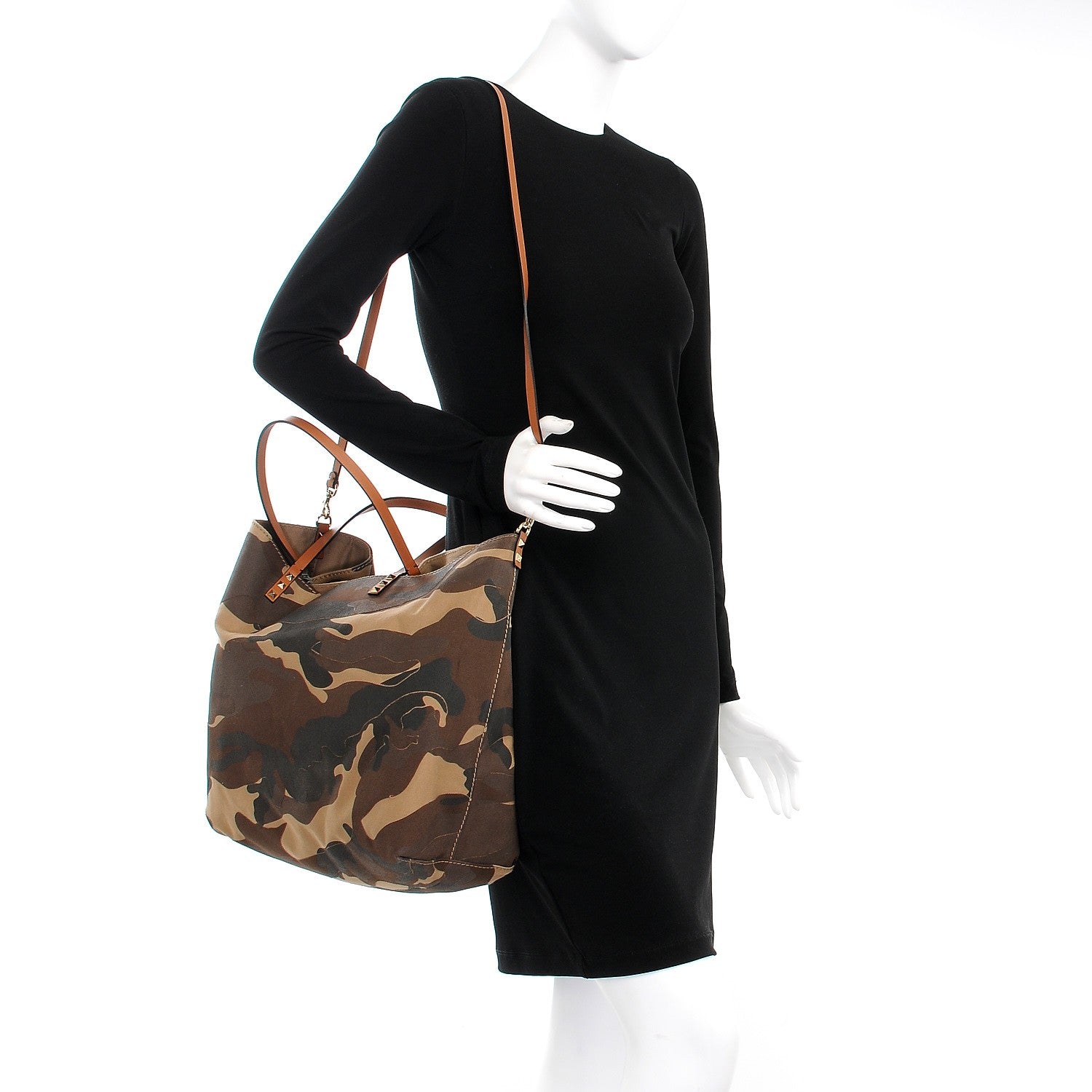 Valentino Garavani Canvas Camouflage Rockstud Reversible Tote 2 of 9