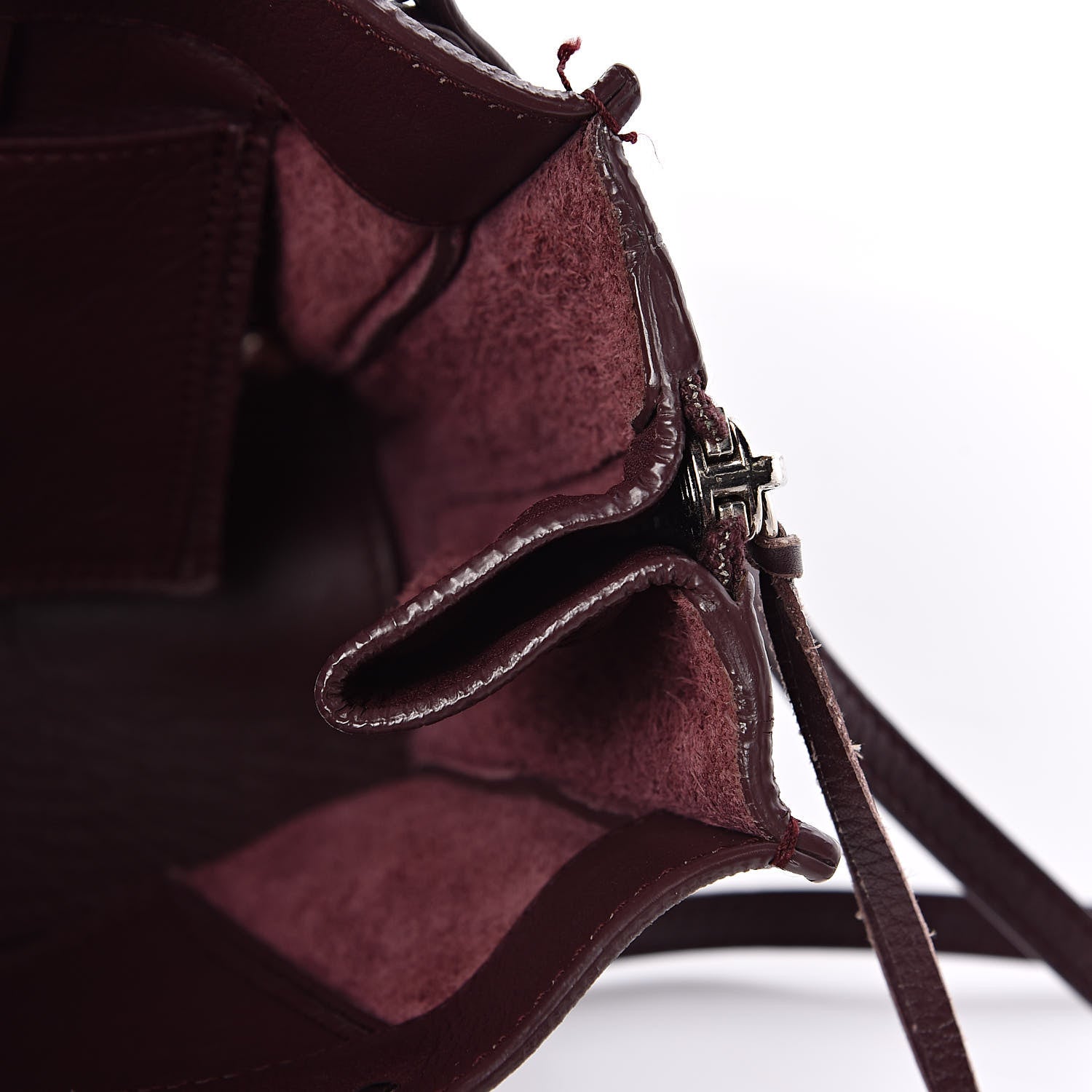 Balenciaga Calfskin Papier Mini A4 Zip Around Tote Rouge Aubergine 9 of 12
