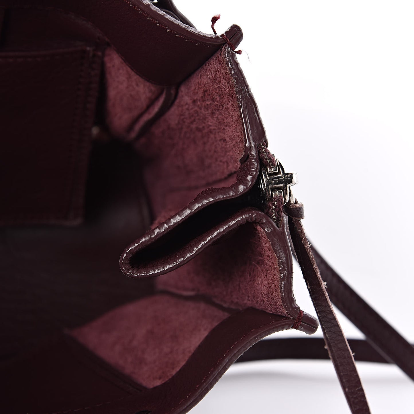 Calfskin Papier Mini A4 Zip Around Tote Rouge Aubergine