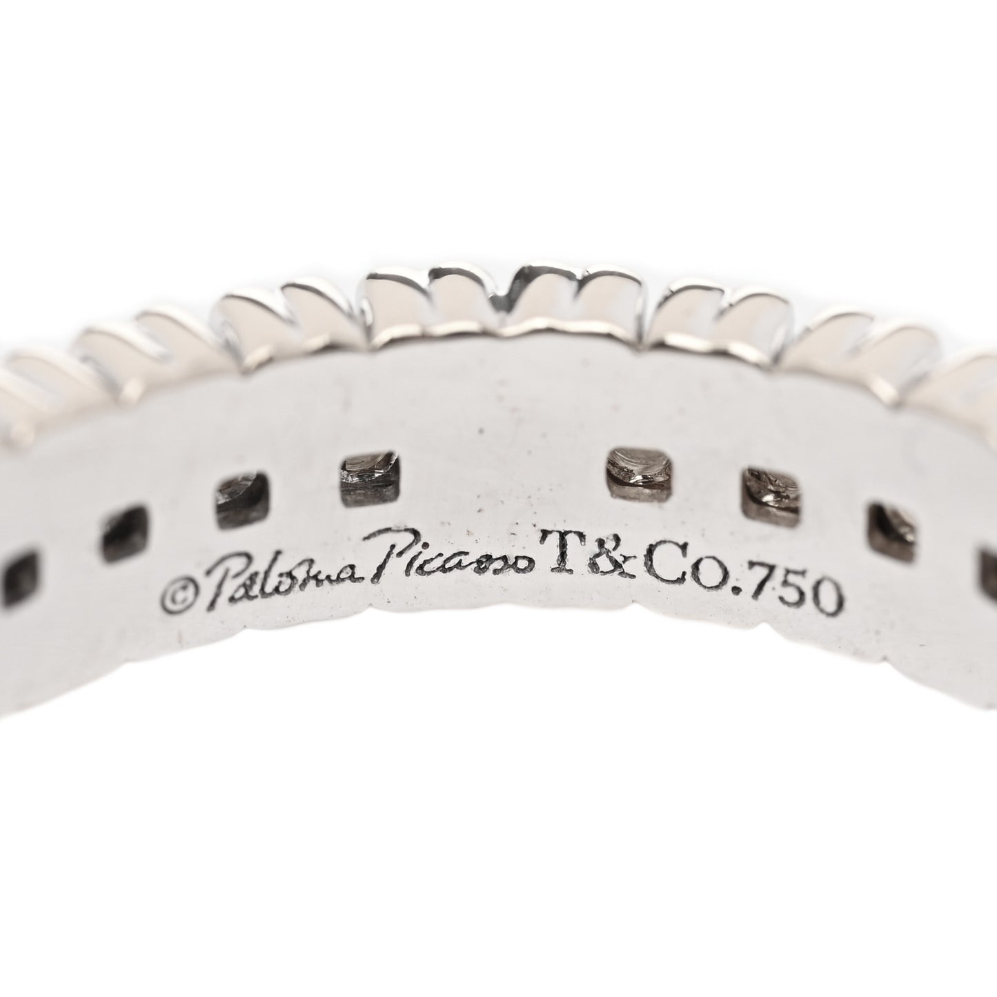 18K White Gold Diamond Crown of Hearts Band Ring 51 5.75
