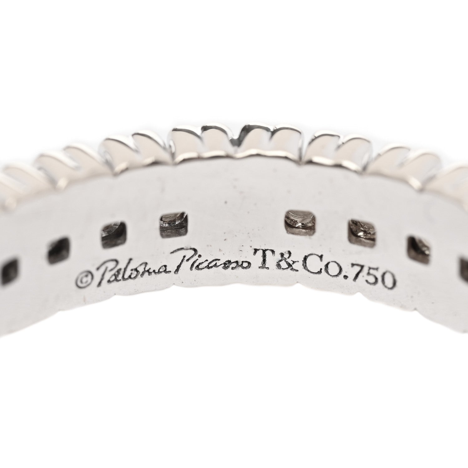 Tiffany 18K White Gold Diamond Crown of Hearts Band Ring 51 5.75 4 of 4