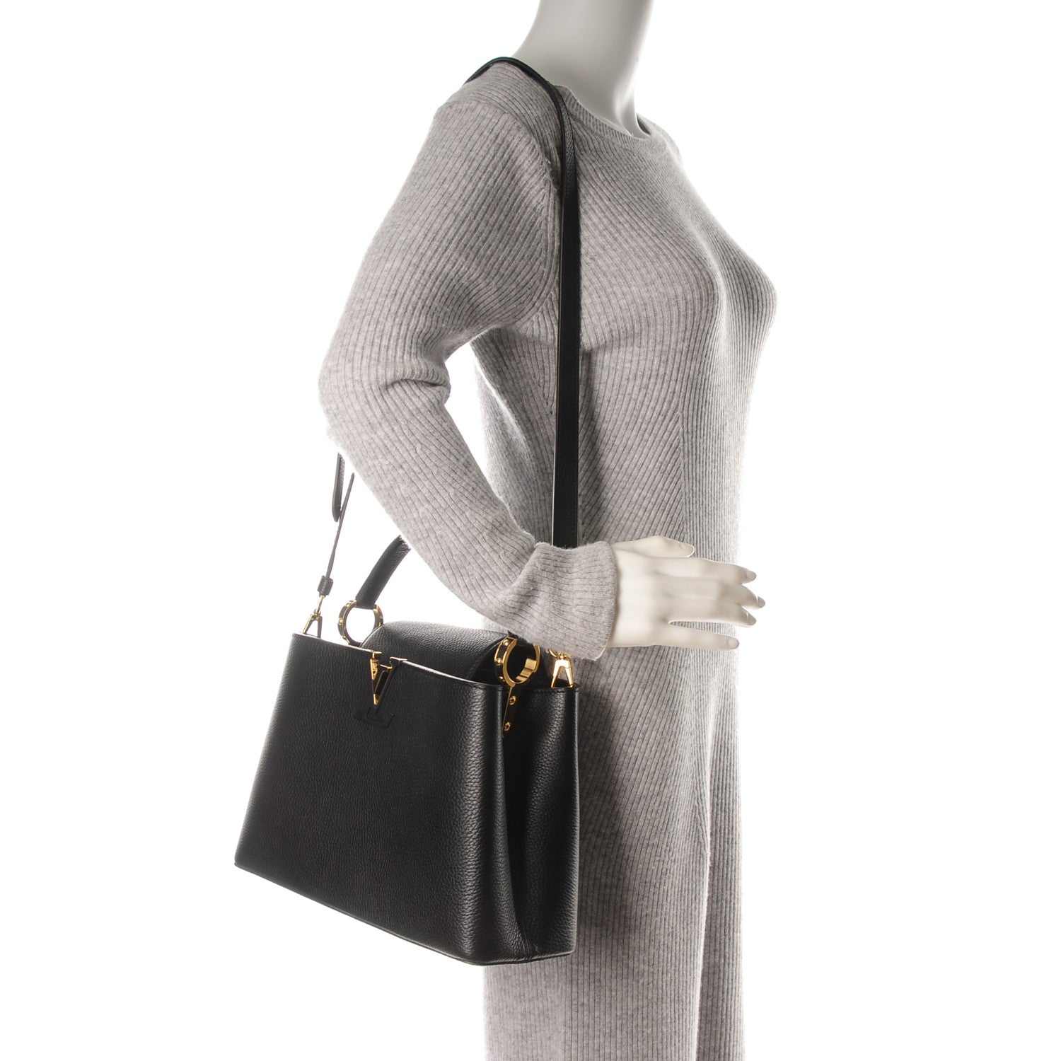 Louis Vuitton Taurillon Capucines PM Black 2 of 7