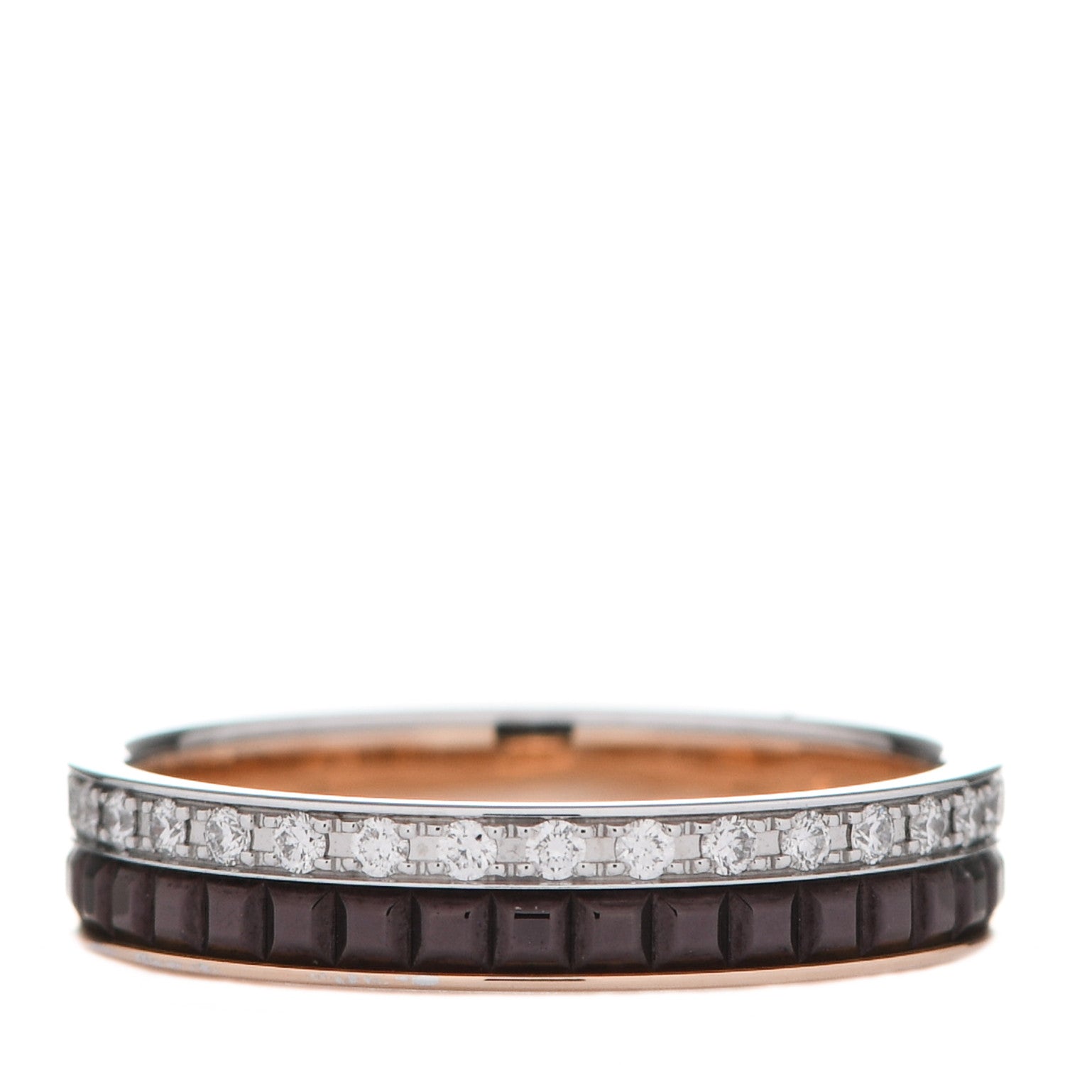 Boucheron 18K Pink White Gold PVD Diamond Quatre Classique Wedding Band Ring 51 5.75 3 of 8