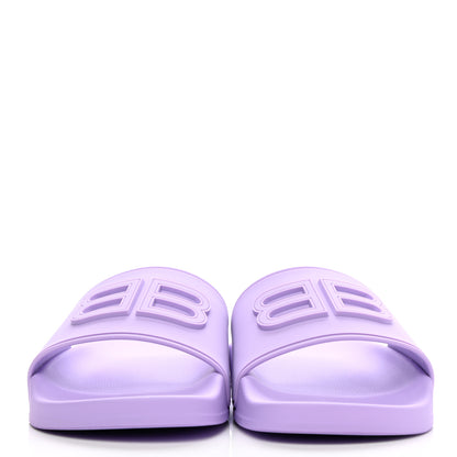 Balenciaga Rubber BB Womens Pool Slide Sandals 39 Lilac 2 of 8