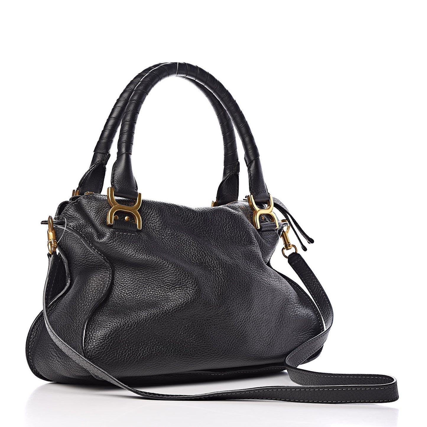 Calfskin Medium Marcie Satchel Black
