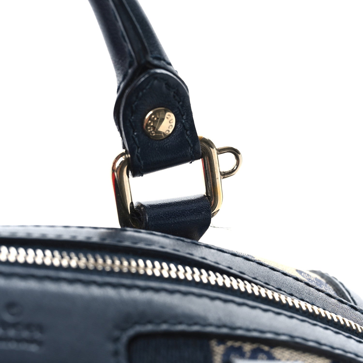 Gucci Monogram Vintage Web Small Boston Navy 12 of 12