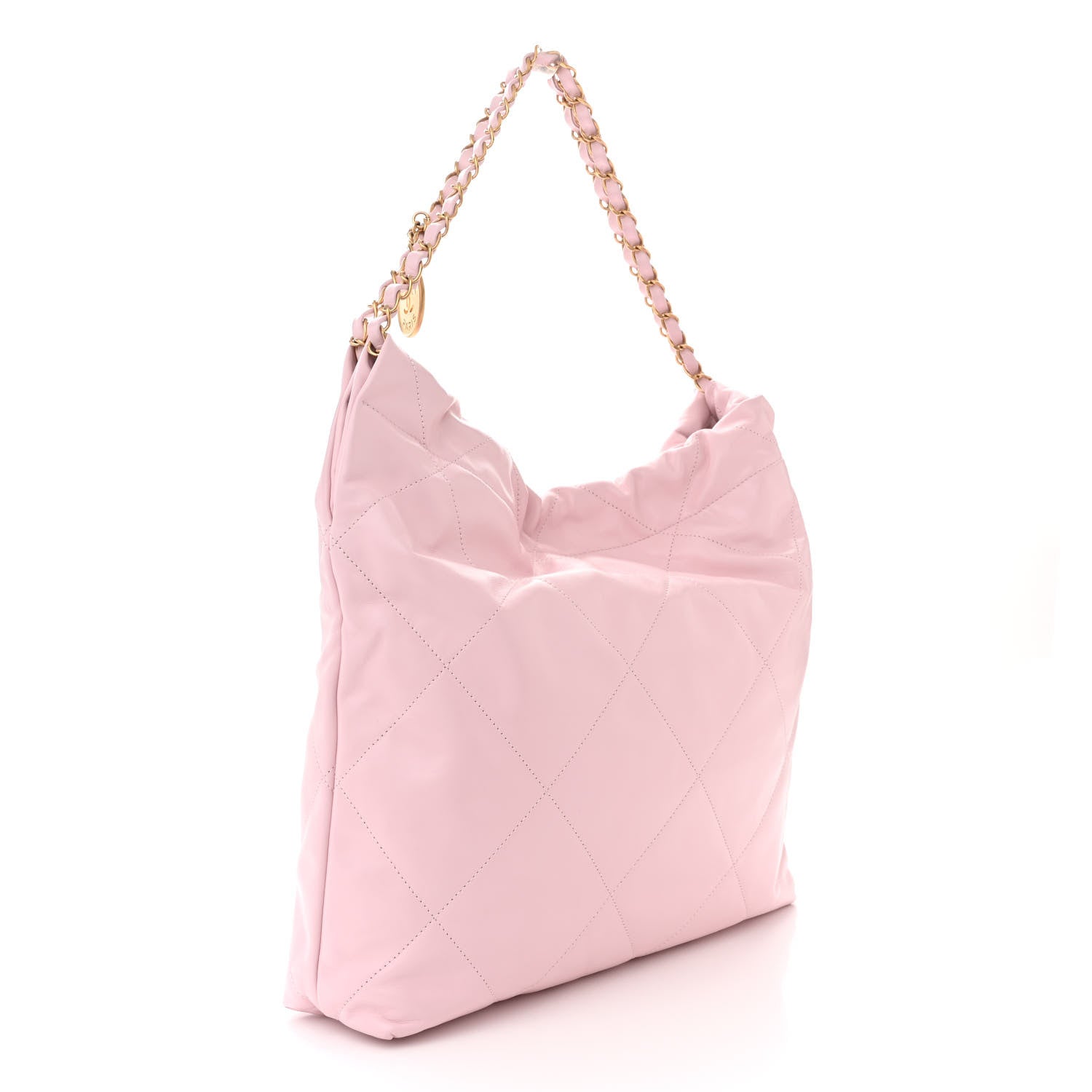 Chanel Shiny Calfskin Quilted 22 Drawstring Bag Light Pink 3 of 11
