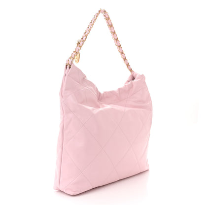 Chanel Shiny Calfskin Quilted 22 Drawstring Bag Light Pink 3 of 11