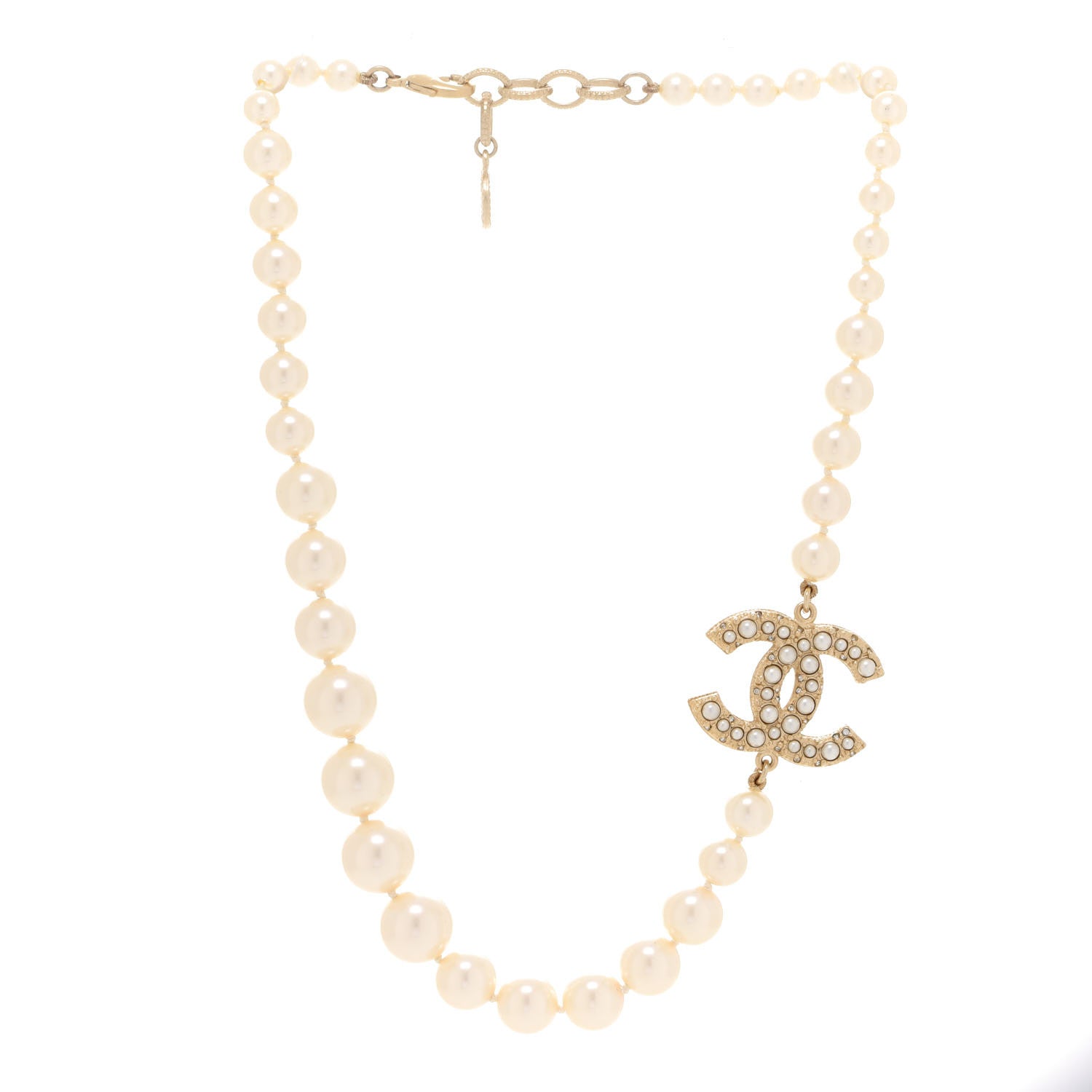 Chanel Pearl CC 100th Anniversary Necklace Light Gold 3 of 7