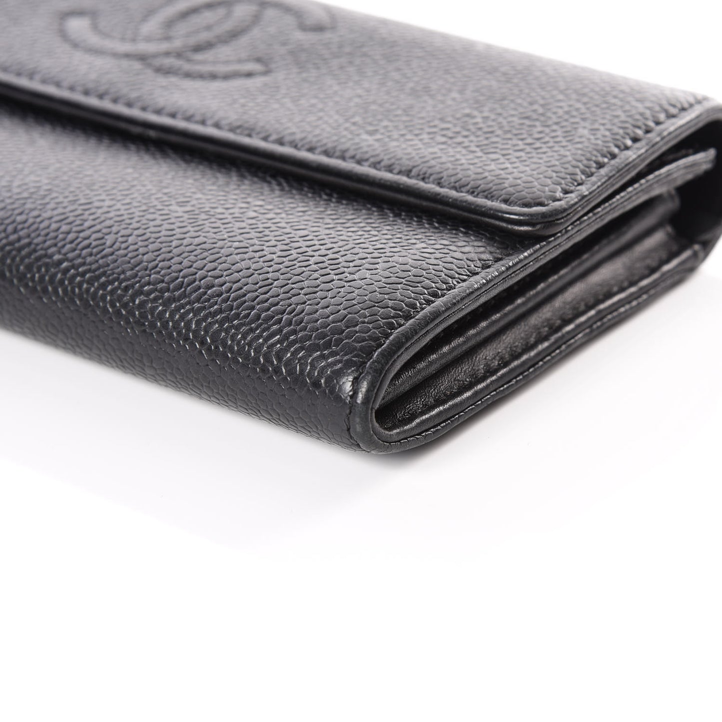 Caviar Timeless CC Large Gusset Flap Wallet Black