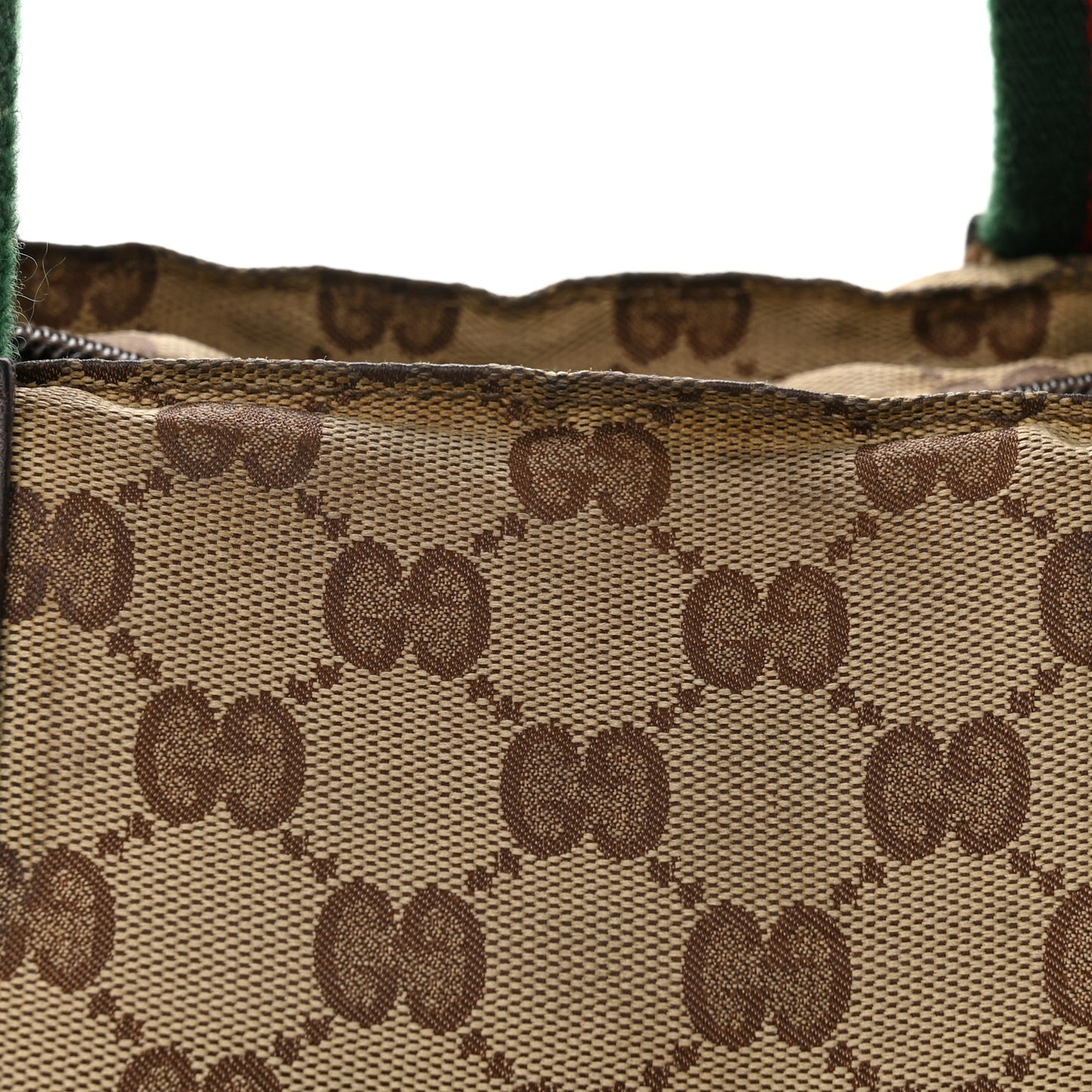 GG Monogram Small Web Handle Bucket Tote Dark Brown