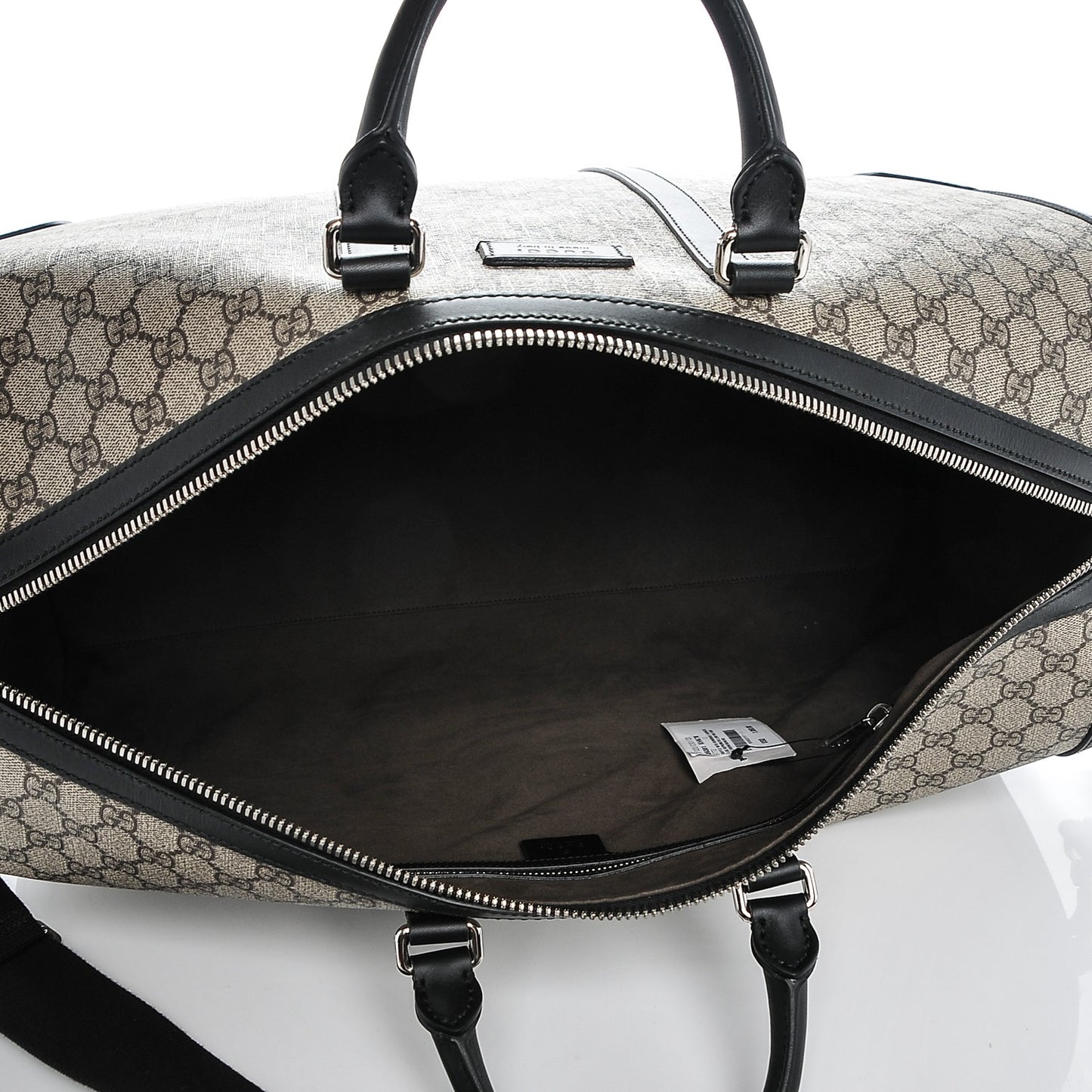GG Supreme Monogram Selleria Calfskin Large Duffle Beige Ebony Black