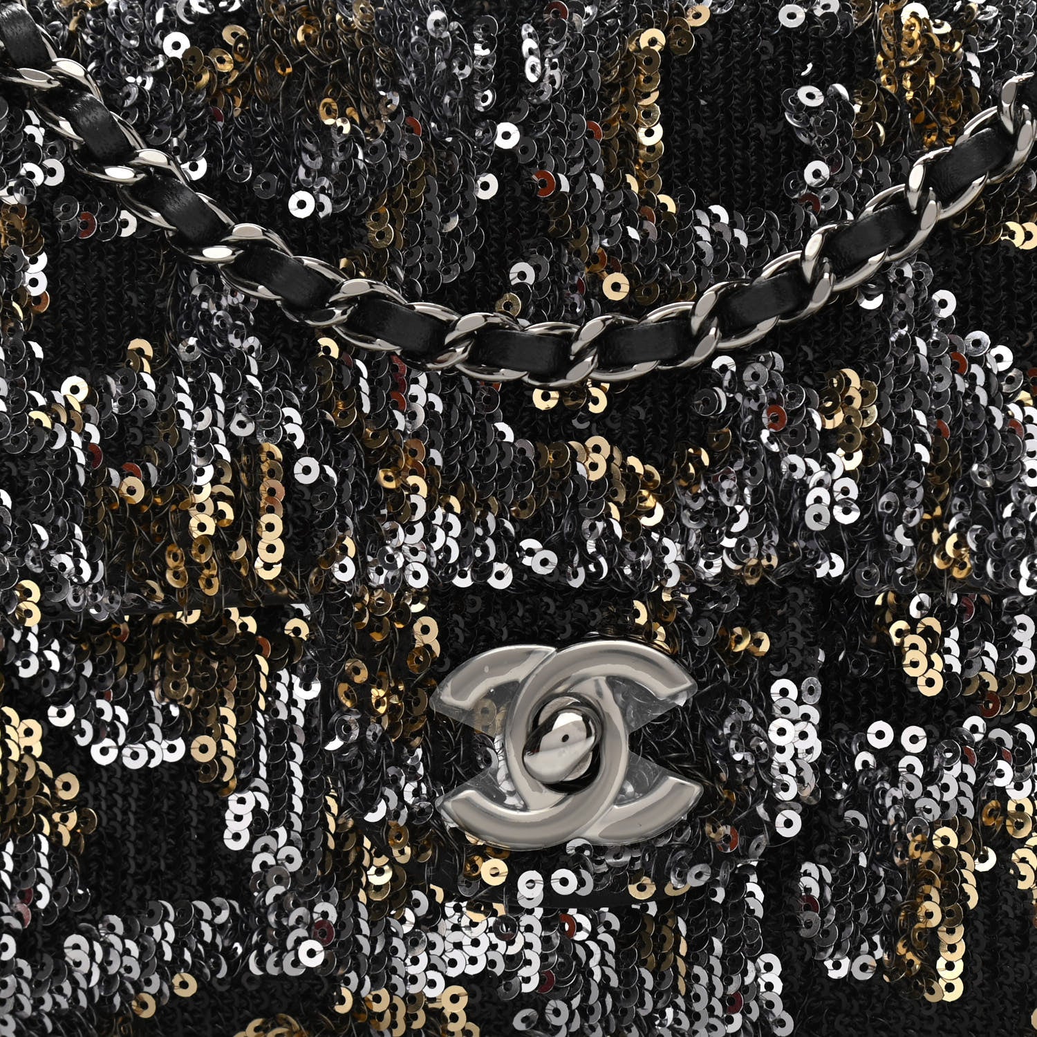 Chanel Sequin Mini Rectangular Flap Gold Silver 8 of 10