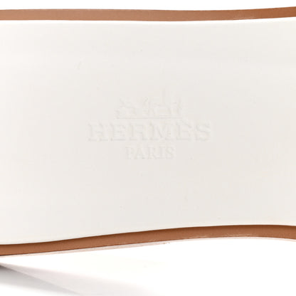 Hermes Box Calfskin Oran Sandals 37 White 7 of 9