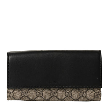 Gucci Calfskin GG Supreme Monogram Continental Wallet Black 1 of 12