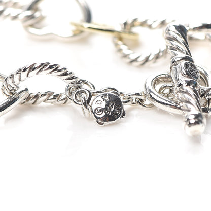 David Yurman Sterling Silver 18K Yellow Gold Cable Heart Link Bracelet 4 of 5
