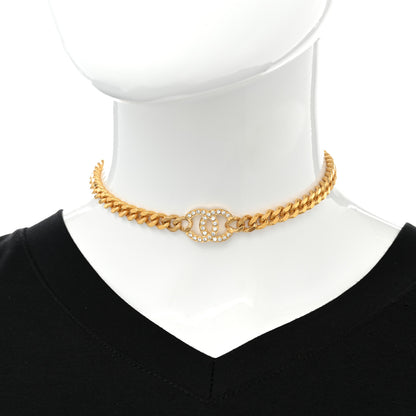 Chanel Crystal Chain Link CC Choker Necklace Gold 2 of 7