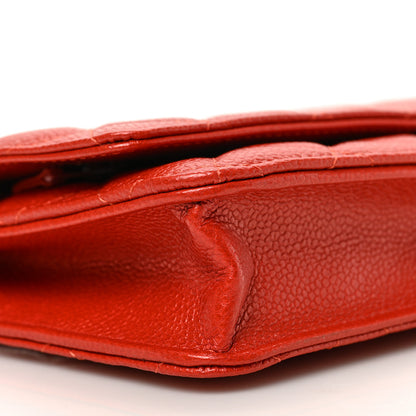 Chanel Caviar Quilted Wallet on Chain WOC Red 9 of 10