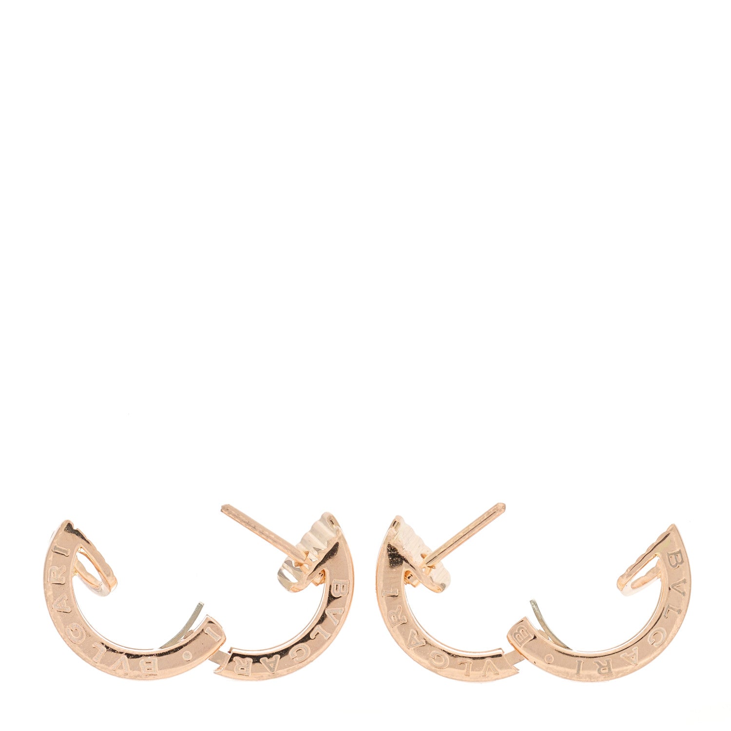Bulgari 18K Rose Gold Diamond Small B.Zero1 Hoop Earrings 3 of 5