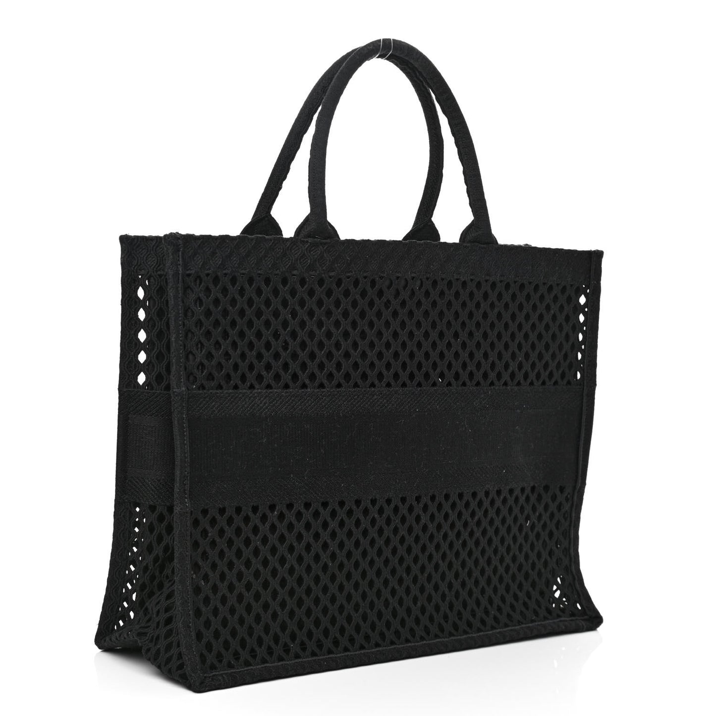 Mesh Embroidered Book Tote Black
