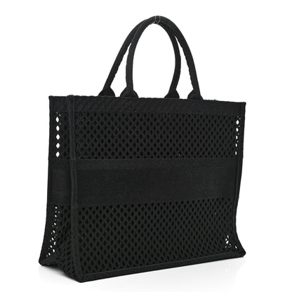 Christian Dior Mesh Embroidered Book Tote Black 3 of 11