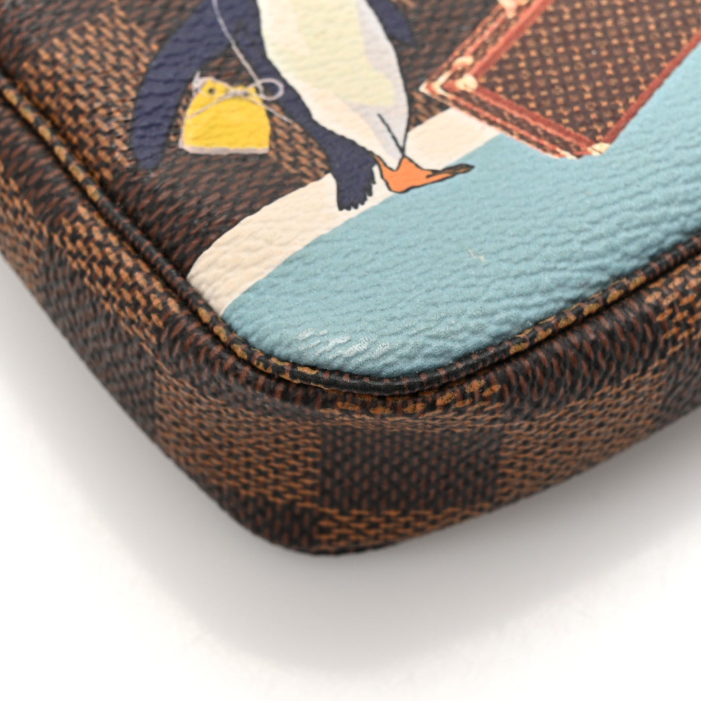 Damier Ebene 2017 Christmas Animation Penguins Mini Pochette Accessories Blue