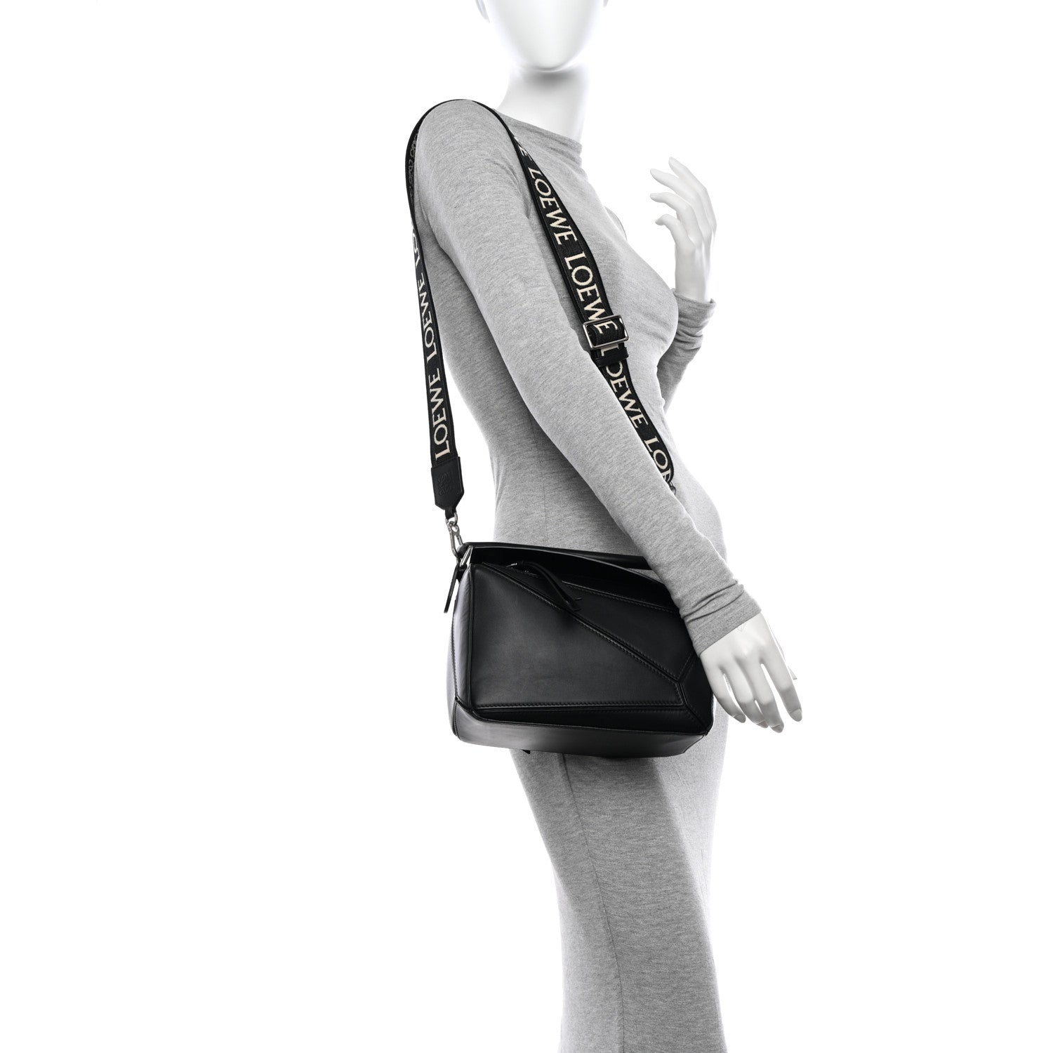 Loewe Satin Calfskin Small Puzzle Bag Black 2 of 11