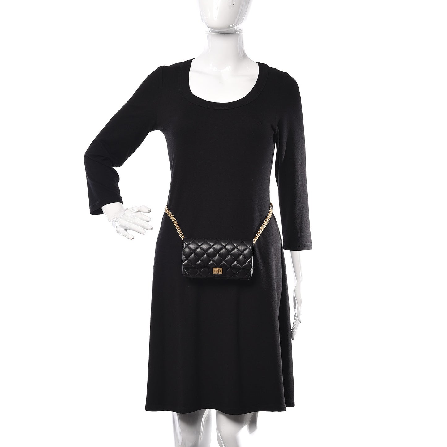 Aged Calfskin Quilted 2.55 Reissue Flap Belt Bag Clutch Black