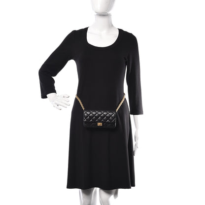 Chanel Aged Calfskin Quilted 2.55 Reissue Flap Belt Bag Clutch Black 2 of 11