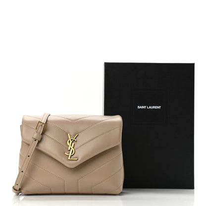 Saint Laurent Calfskin Y Quilted Monogram Toy Loulou Crossbody Bag Dark Beige 11 of 11