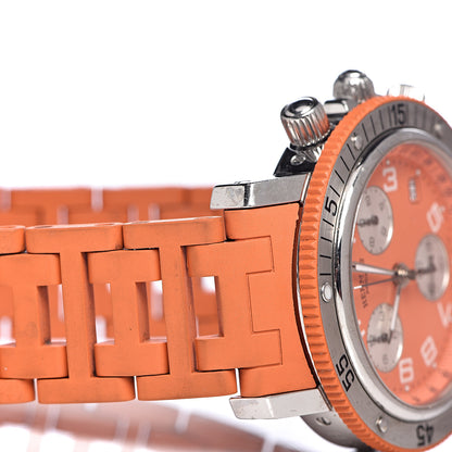 Hermes Stainless Steel Rubber 39mm Clipper Chronograph Quartz Watch Orange 11 of 11