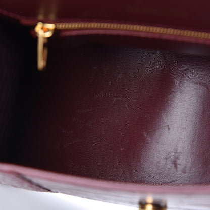 Balenciaga Shiny Calfskin Crocodile Embossed Small Hourglass Top Handle Bag Dark Red 8 of 11