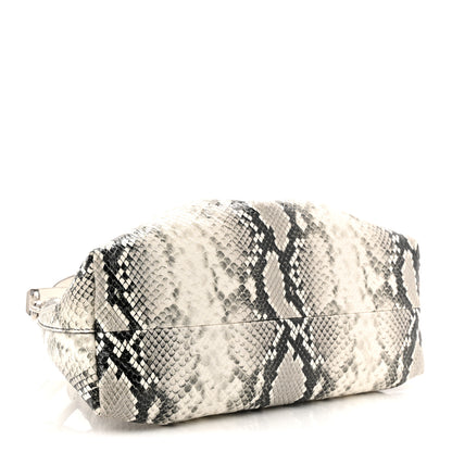 Jimmy Choo Calfskin Snakeskin Embossed Cinch M Bucket Bag Neutral 4 of 11