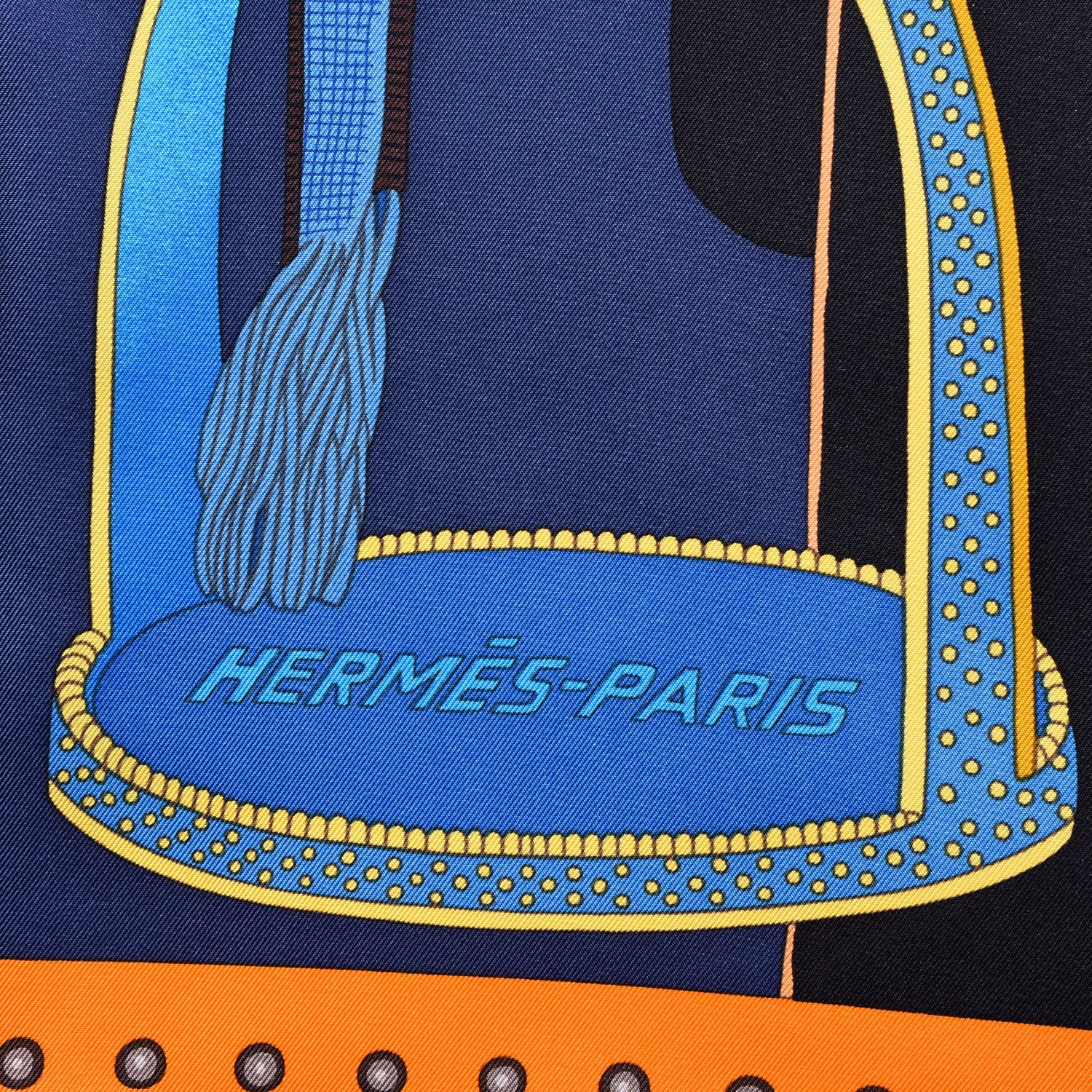 Hermes Silk Selle De Dignitaire Scarf 90 Marine Orange Marr 4 of 5