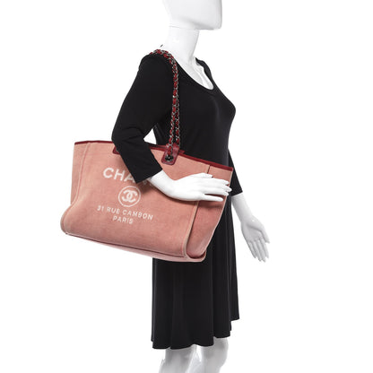 Chanel Canvas Large Deauville Tote Red 2 of 9