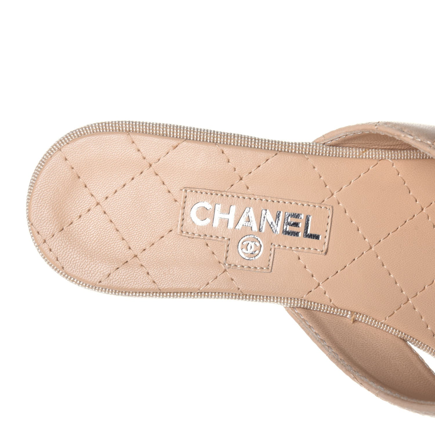 Chanel Lambskin Quilted CC Turnlock Sandals 37 Beige 7 of 8