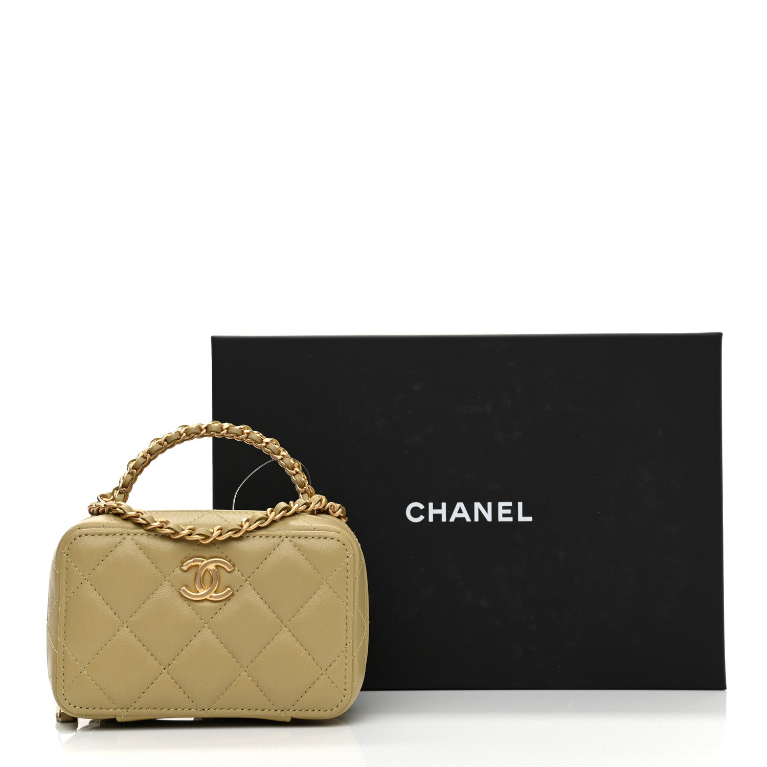 Chanel Lambskin Quilted Chain Top Handle Vanity Case Light Green 8 of 8