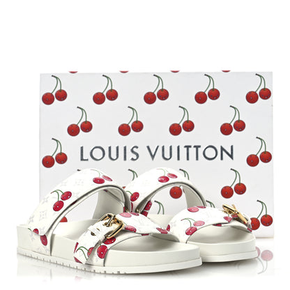 Louis Vuitton LV X TM Monogram Cerises Bom Dia Comfort Mule Sandals 38 White 11 of 11