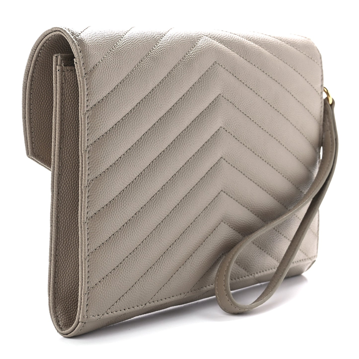 Grain De Poudre Matelasse Chevron Monogram Envelope Clutch Dark Beige