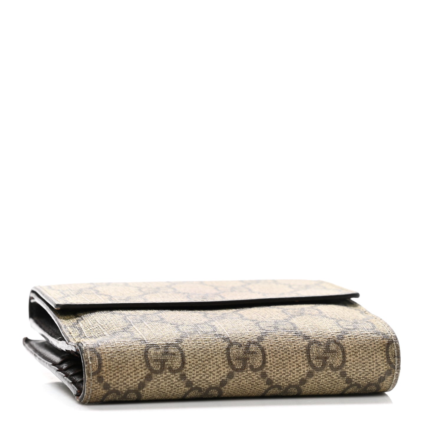 GG Plus Monogram Ladies GG French Flap Wallet Beige Ebony Cocoa